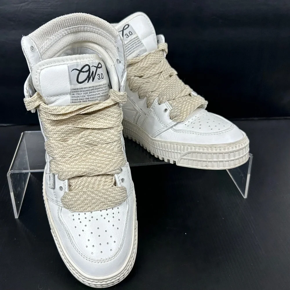 Off-White Size 35 US 5 Off Court 3.0 Leather Sneakers White High Top Shoe Womens